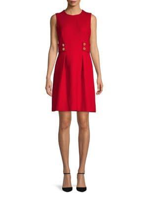 Anne Klein Twill Fit & Flare Dress