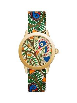 Tory Burch Gigi Printed Leather-strap Watch