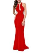 Glamour By Terani Couture Halterneck Floor-length Gown