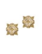 Ripka Angelica Step Cut Canary Cubic Zirconia And 14k Yellow Gold Stud Earrings