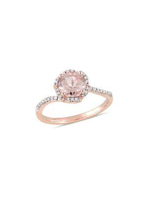 Sonatina 14k Rose Gold, Morganite And Diamond Halo Bypass Ring