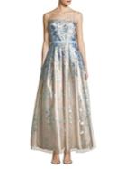 Eliza J Embroidered Evening Gown