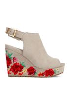 Kenneth Cole New York Olani Floral Printed Suede Wedge Sandals