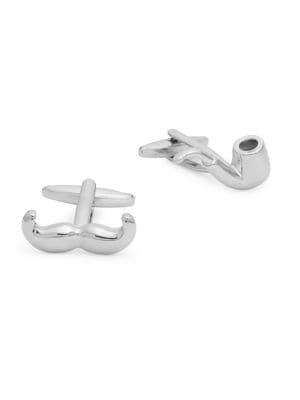 Black Brown Moustache & Pipe Cufflinks