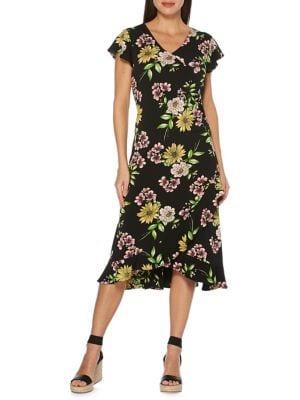 Rafaella Floral-print Asymmetrical Midi Dress