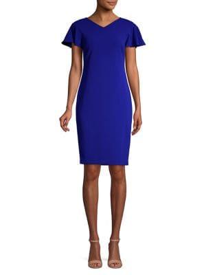 Calvin Klein Ruffle Sleeve Sheath Dress