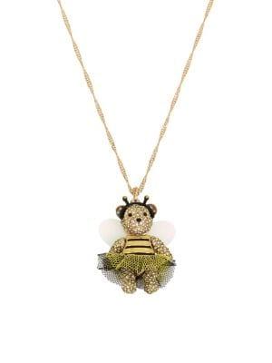 Betsey Johnson Goldtone Bumble Bee Bear Pave Pendant Necklace