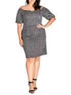 City Chic Plus Gingham Off-the-shoulder Dress