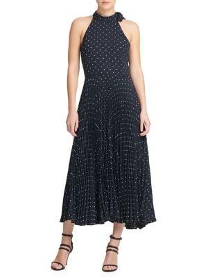 Dkny Tie-neck Midi Fit-&-flare Dress