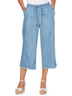 Rafaella Petite Wide-leg Frayed Pants