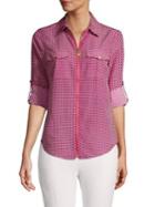 Michael Michael Kors Printed Zip-front Roll-tab Shirt