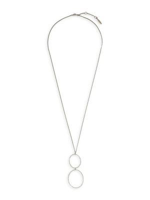 Sole Society Silvertone & Pave Crystal Double Circle Pendant Necklace
