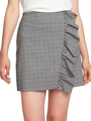 1.state Glen Plaid Ruffled Skirt