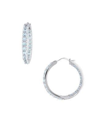 Sonatina Sterling Silver And Aquamarine Inside Outside Hoop Earrings