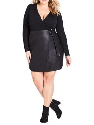 City Chic Plus Wrap Bodice Dress