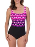 Reebok Border Print One-piece Swimsuit