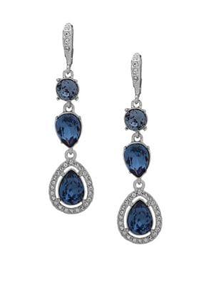 Givenchy Crystal & Blue Crystal Double Drop Earrings