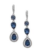 Givenchy Crystal & Blue Crystal Double Drop Earrings