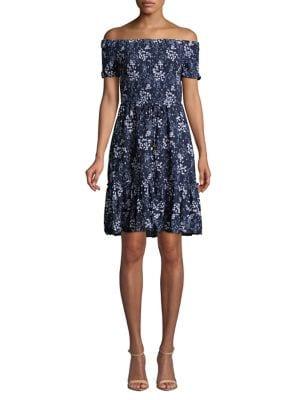 Michael Michael Kors Smocked Off-the-shoulder Dress