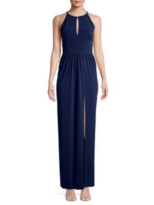 Michael Michael Kors Halter Leg Slit Maxi Dress