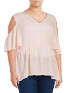 Lucky Brand Plus Cold-shoulder Cotton Top