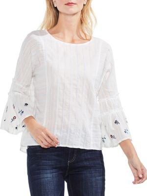 Vince Camuto Florals & Stripes Ruffle Top