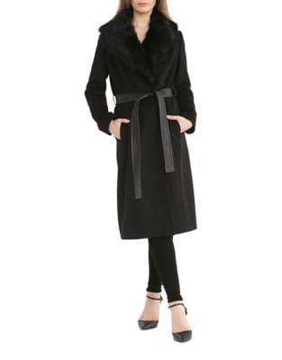 Badgley Mischka Natasha Coat With Fur