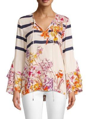 Elie Tahari Ulrika Riviera Floral Blouse
