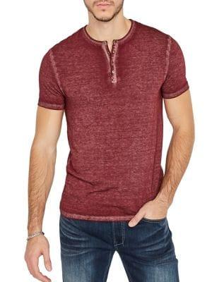 Buffalo David Bitton Regular-fit Burnout-wash Henley Tee