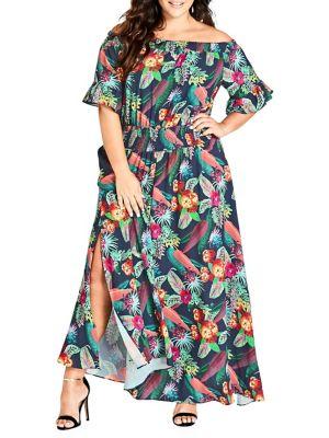 City Chic Plus Jungle Jam Maxi Dress