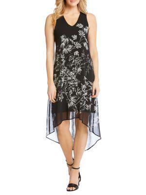 Karen Kane Sketched Floral Hi-lo Hem Dress