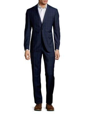 Black Brown Plaid 2-piece Wool Suit