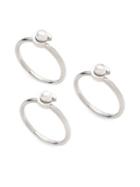 Carolee Essentials 3 Sterling Silver And 3-3.5mm Freshwater Pearl Stackable Ring Set