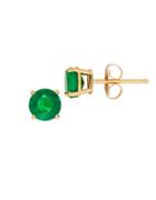 Lord & Taylor Emerald And 14k Gold Round Stud Earrings