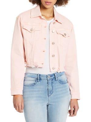Skinny Girl Distressed Cotton Blend Cropped Jacket