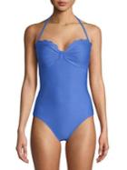 Kate Spade New York Core Solids Scalloped Bandeau One-piece Swimsuit