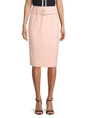Calvin Klein Belted Crepe Pencil Skirt