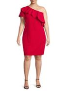 Vince Camuto Plus Ruffled One-shoulder Dress
