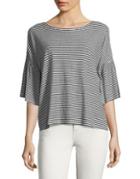 Two By Vince Camuto Striped Bell-sleeve Cotton Top