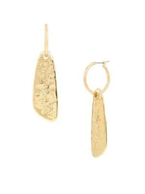 H Halston Black Marble Geometric Textured Drop Earrings
