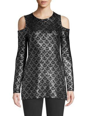 Michael Michael Kors Chandelier Cold Shoulder Jacquard Blouse