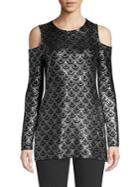 Michael Michael Kors Chandelier Cold Shoulder Jacquard Blouse