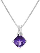 Lord & Taylor Diamond And Amethyst Pendant Necklace