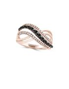 Effy Caviar Diamond, Black Diamond And 14k Rose Gold Ring