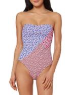 Jessica Simpson One-piece Ditsy Floral Strapless Swimsuit