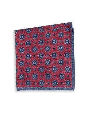 Black Brown Medallion-print Pocket Square