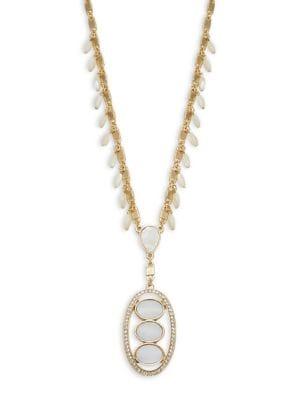 Design Lab Mother-of-pearl And Crystal Oval Pendant Necklace