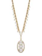 Design Lab Mother-of-pearl And Crystal Oval Pendant Necklace