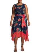 Eliza J Plus Floral Self-tie Maxi Dress