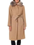 1 Madison Belted Wool-blend Fox Fur-trim Hooded Coat